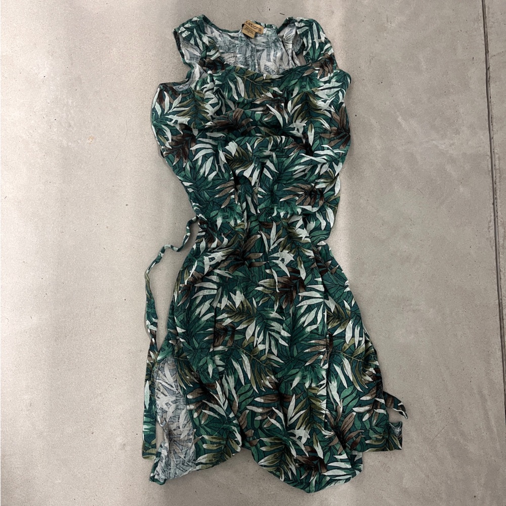 VTG Tropical Leaf Print Midi Dress
